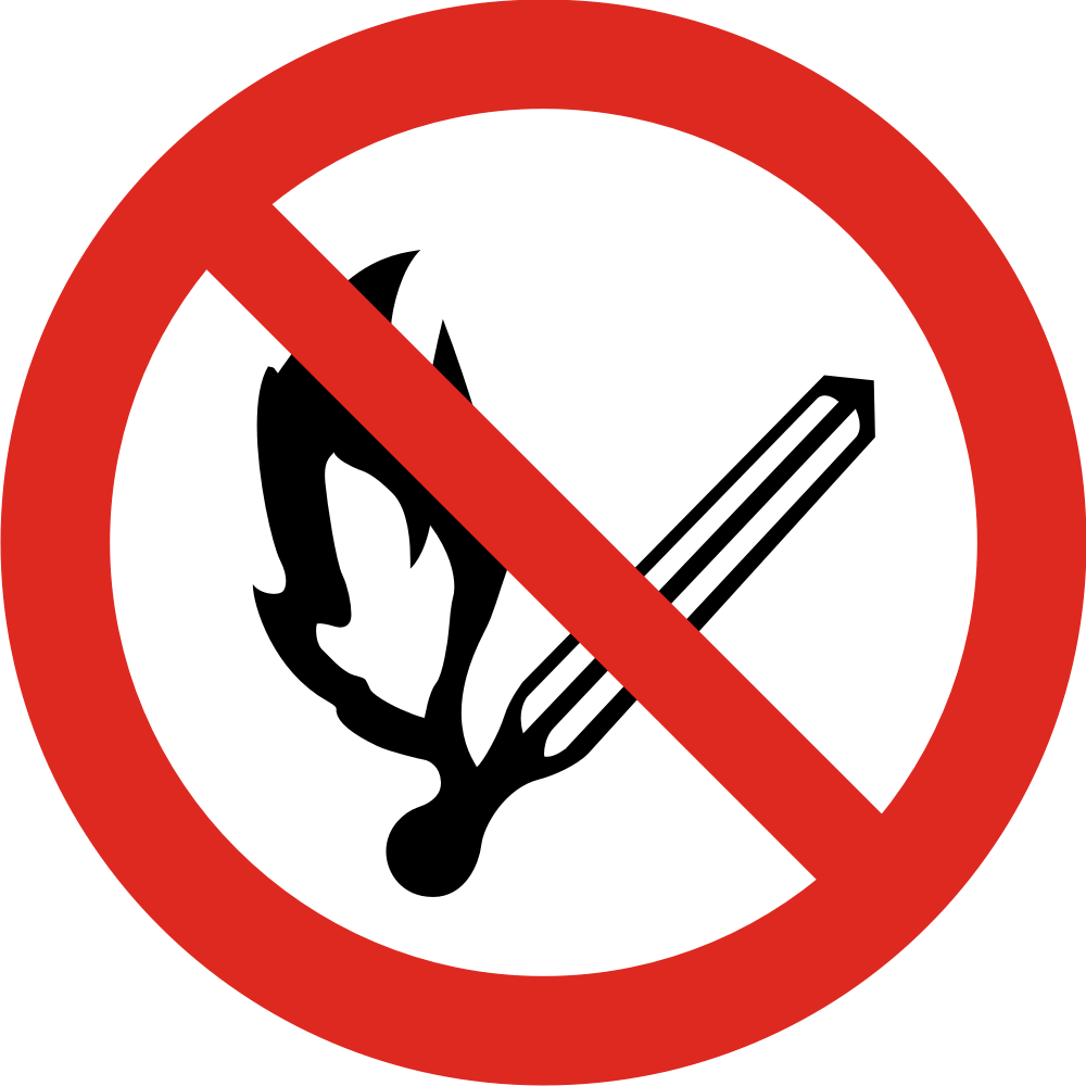 No open flames or smoking