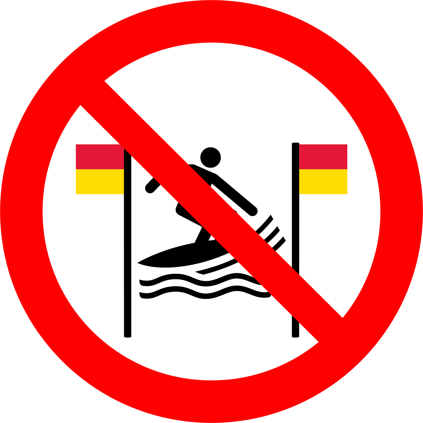No surfing between the red-and-yellow flags 
