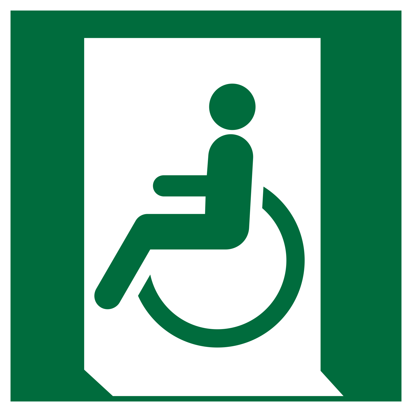 Emergency exit for people unable to walk or with walking impairment left 