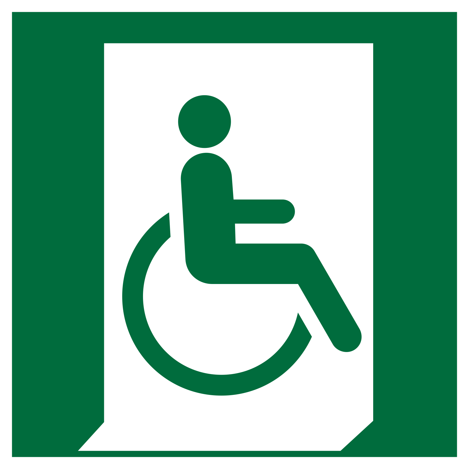 Emergency exit for people unable to walk or with walking impairment right 