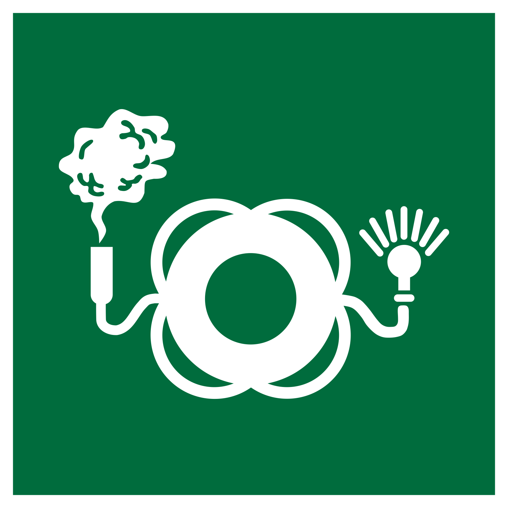 Lifebuoy with light and smoke 
