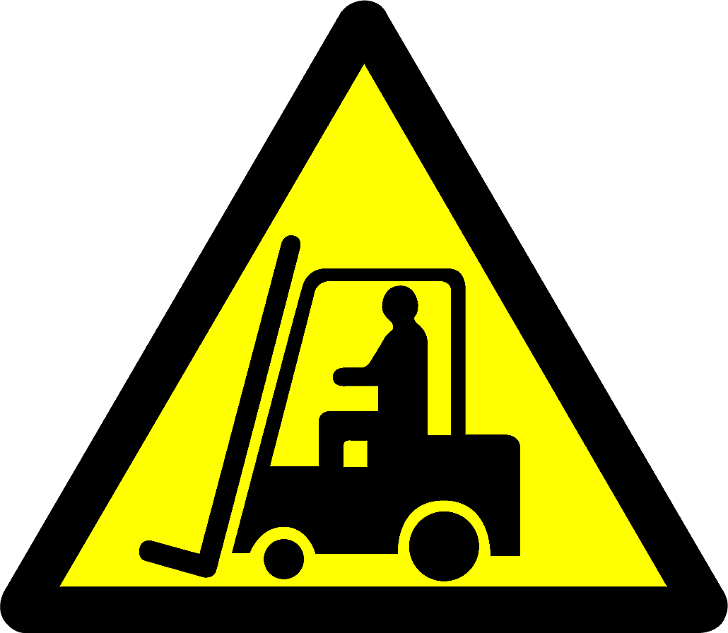 Caution fork-lift trucks operating