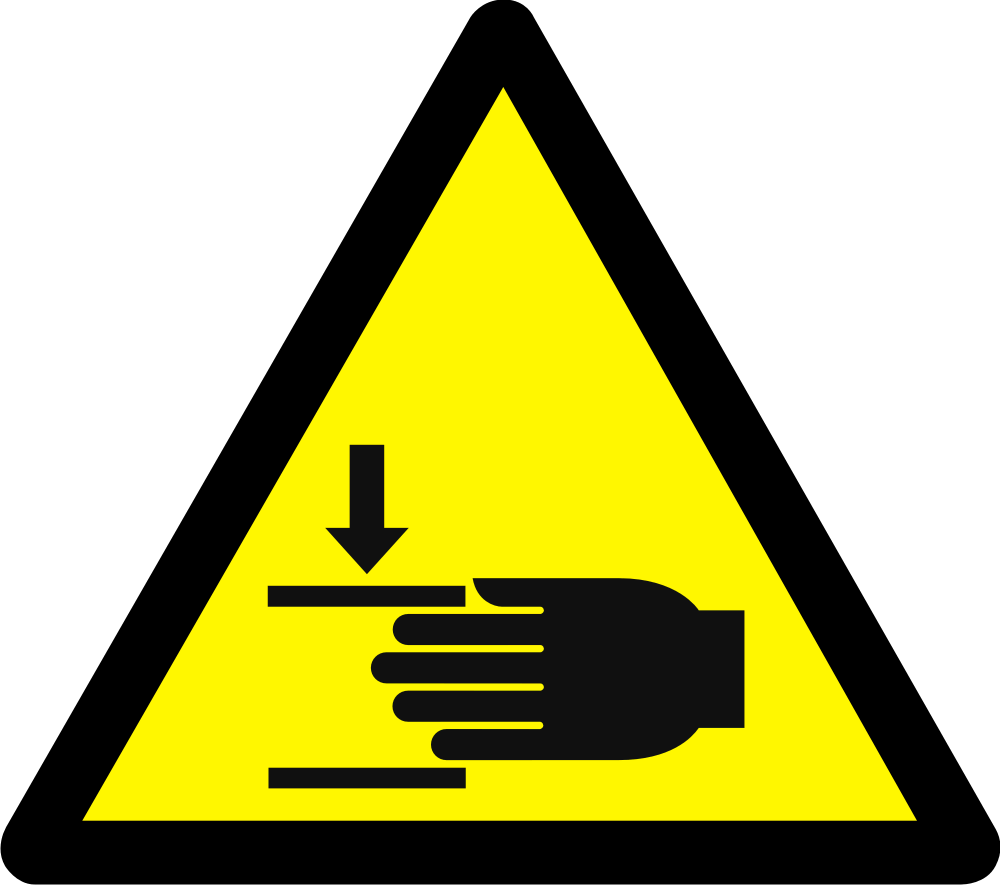 Warning crushing of hands