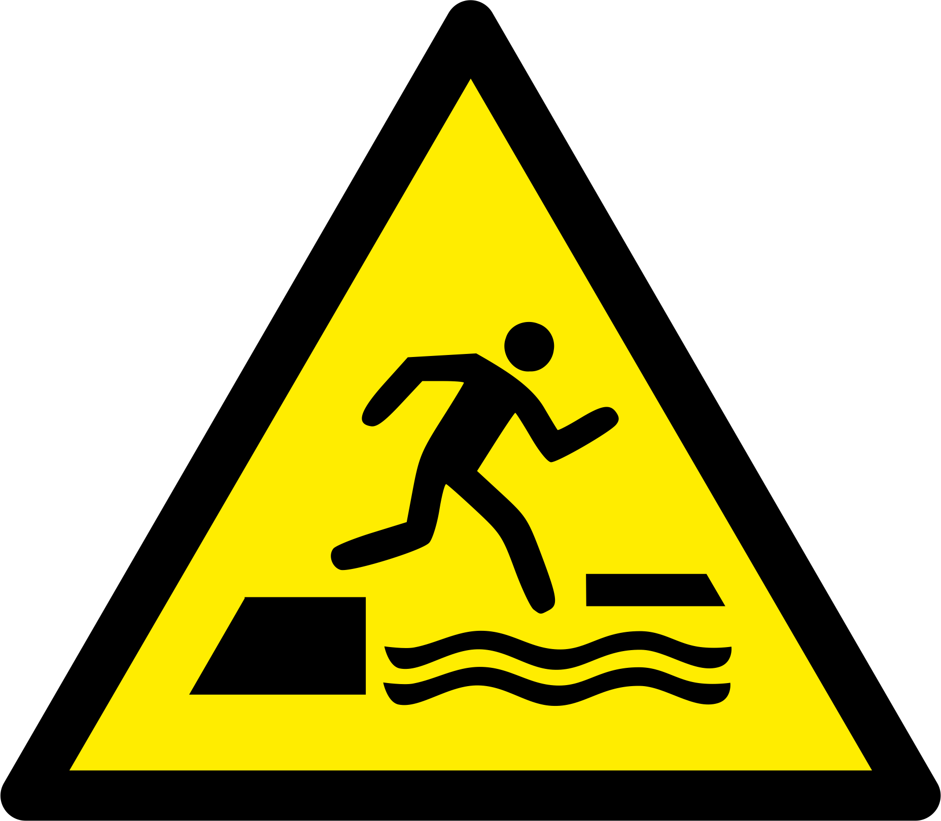 Falling into water when stepping on or off a floating surface 