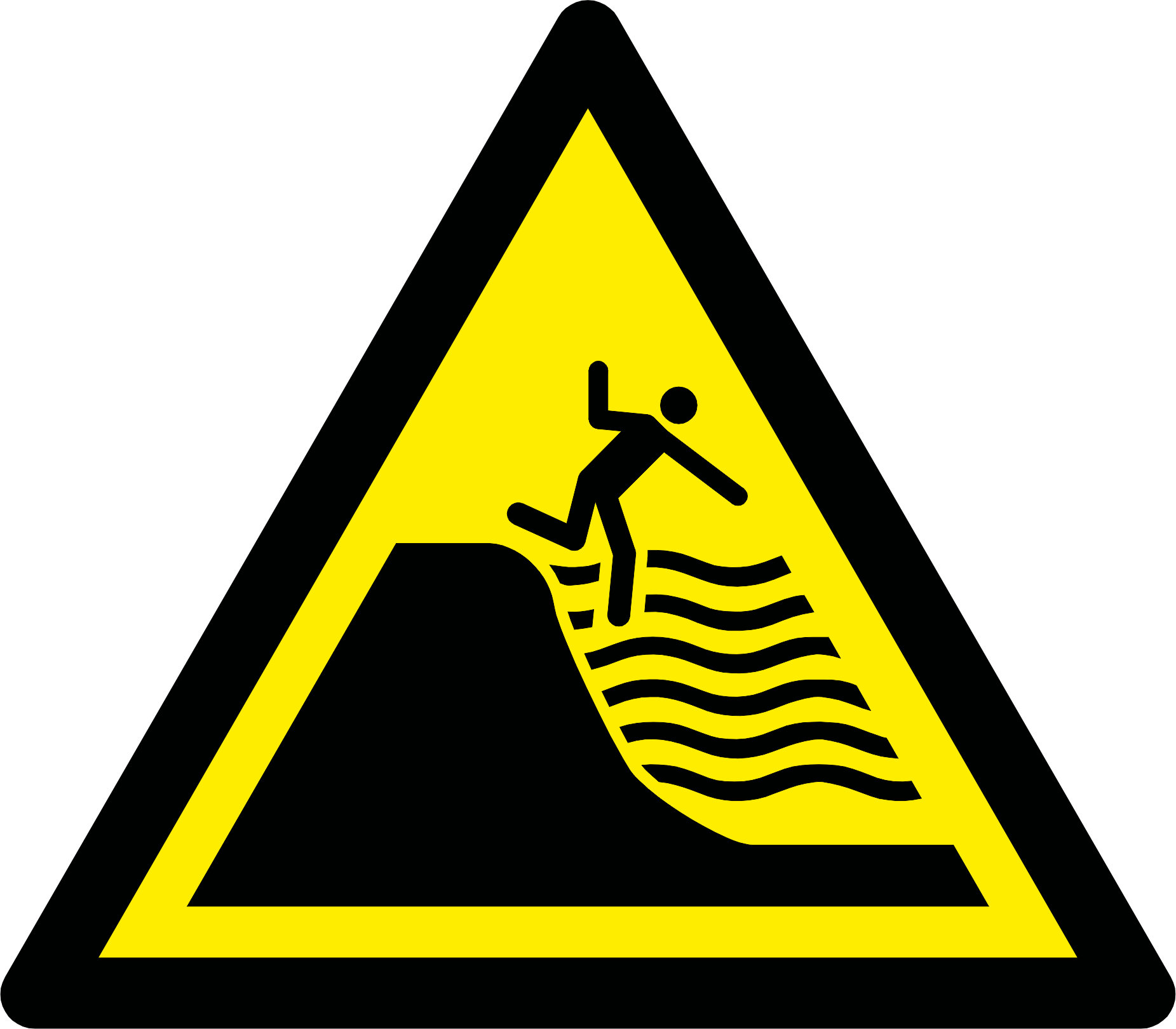 Sudden drop to deep water 