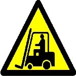 Caution fork-lift trucks operating